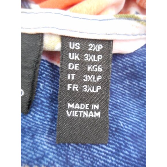 Attitudes by Renee QVC Sz 2XP Blue Orange Tropical Multicolor maxi dress - Picture 7 of 9